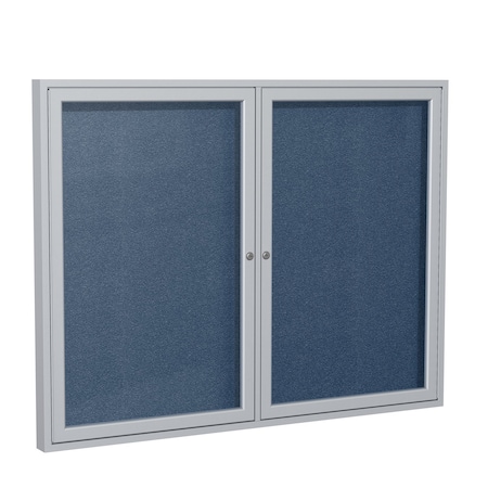 Ghent Enclosed Bulletin Board, 2 Door, Vinyl, 3 ft H x 5 ft W, Navy PA23660VX-195